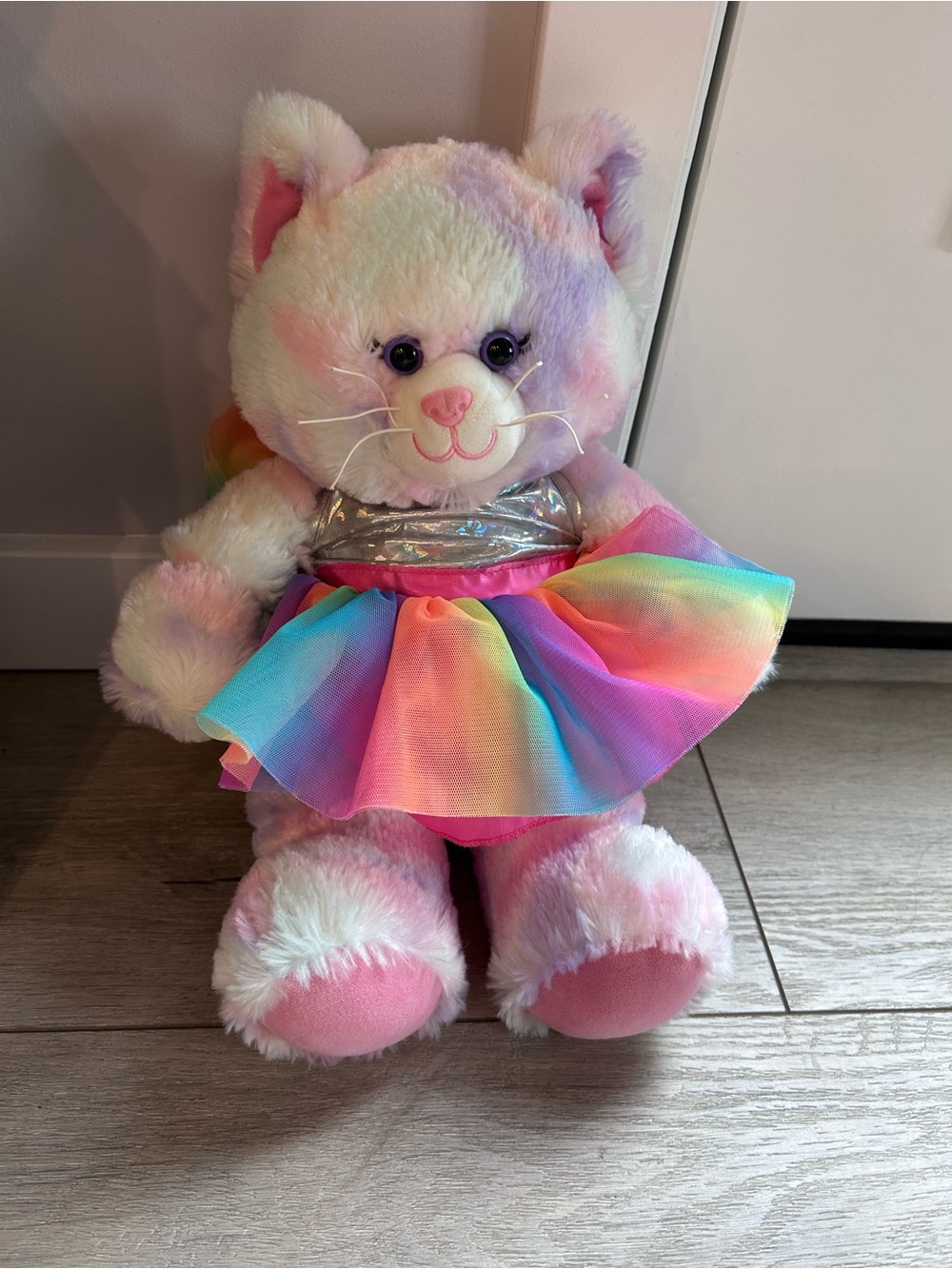 Build-A-Bear Workshop Pastel Swirl Kitty Rainbow Tutu Dress Plush Collectible